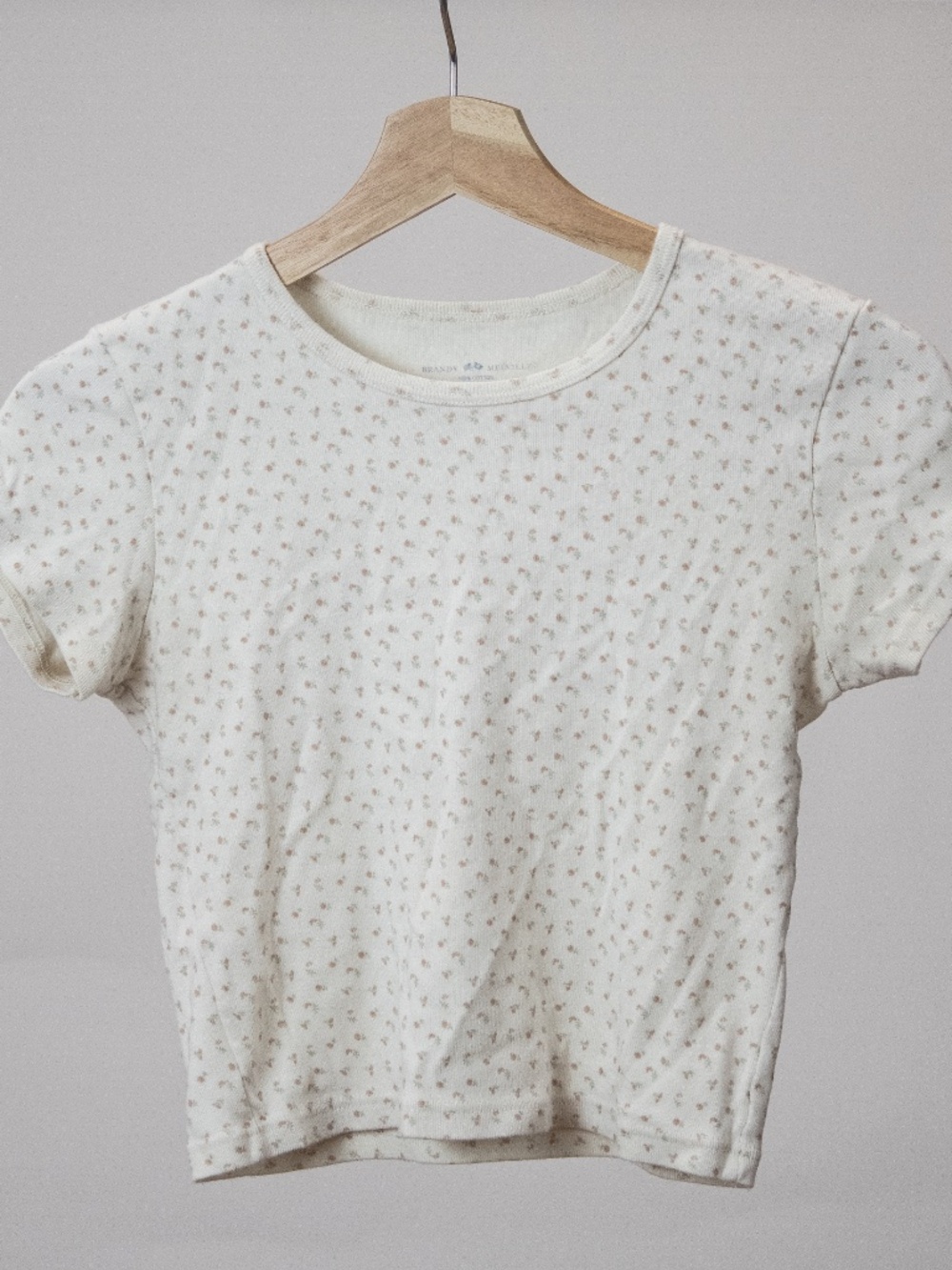 Cream and Light Pink Floral Top from Brandy Melville